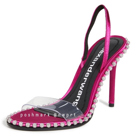 Alexander Wang Shoes - ALEXANDER WANG 💓 Crystal Nova Clear Satin Heels Fuchsia Hot Bright Pink 37 7